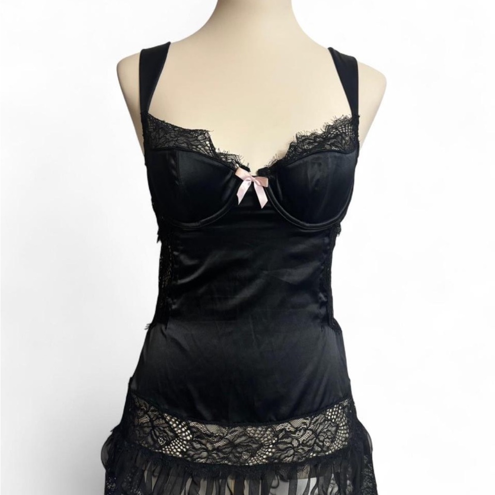 Victoria's Secret Black Lace Trim babydoll top